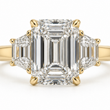 Emerald Three Stone Engagement Ring