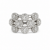 Estate 14k White Gold Diamond Multi Row Ring