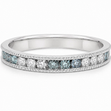 14k White Gold Straight Row Aquamarine Band