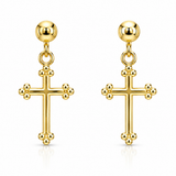 Estate 14k Yellow Gold Cross Earrings