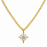 Estate 14k Yellow Gold Diamond Solitaire Necklace