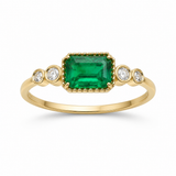 14k Yellow Gold East/West Emerald and Diamond Ring