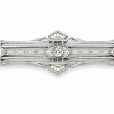 Estate 14k Two-Tone Diamond Bar Pin Brooch