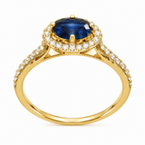 14k Yellow Gold Halo Oval Sapphire and Diamond Ring