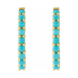 Cabochon Hinged Hoop Earrings