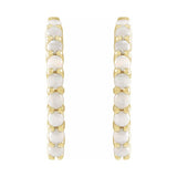 Cabochon Hinged Hoop Earrings