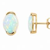 14k Yellow Gold Opal Stud Earrings