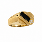 Estate 14k Yellow Gold Onyx and Diamond Ring
