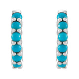 Cabochon Hinged Hoop Earrings