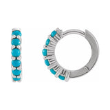 Cabochon Hinged Hoop Earrings