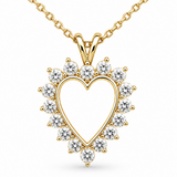 Estate 14k Yellow Gold Diamond Heart Necklace
