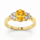 14k Yellow Gold Cluster Citrine and Diamond Ring