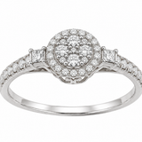 Estate 10k White Gold Diamond Cluster Halo Ring