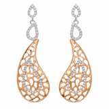 Estate 14k Two-Tone Diamond Leaf Dangle Earrings
