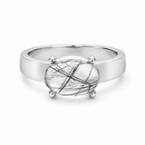 14k White Gold Solitaire Rutilated Quartz Ring