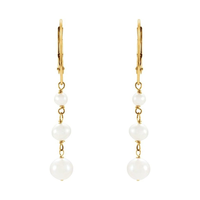 Three-Stone Pearl Earrings
