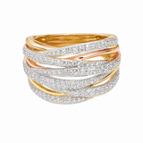 Estate 14k Yellow Gold Diamond Multi Row Ring