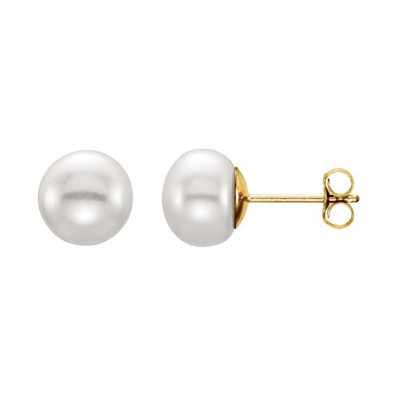 Button Pearl Stud Earrings
