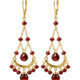 Estate Yellow Gold Garnet Dangle Earrings