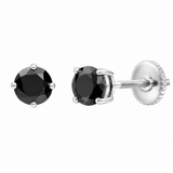 Estate 14k White Gold Black Diamond Solitaire Earrings