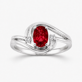 14k White Gold Contemporary Ruby and Diamond Ring