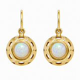Estate 14k Yellow Gold Opal Dangle Earrings