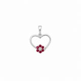 14k White Gold Ruby Heart Pendant