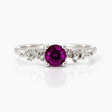 14k White Gold Scatter Rhodolite Garnet and Diamond Ring