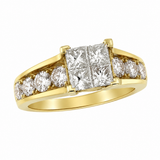 Estate 14k Yellow Gold Diamond Princess-Cut Invisible Set Ring