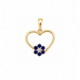 14k Yellow Gold Sapphire Heart Pendant