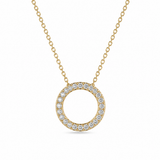 Estate 14k Yellow Gold Diamond Circle Necklace