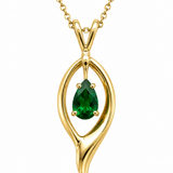 Estate 14k Yellow Gold Emerald Solitaire Necklace