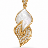 Estate 14k Rose Gold Mother of Pearl and Diamond Pendant