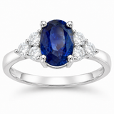 14k White Gold Cluster Sapphire and Diamond Ring