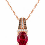 Estate 14k Rose Gold Fire Opal and Chocolate Diamond Necklace