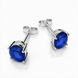 14k White Gold Blue Sapphire Stud Earrings