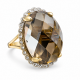 10k Yellow Gold Halo Smokey Topaz Ring