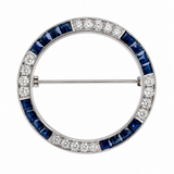 Estate Platinum Sapphire and Diamond Circle Brooch