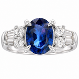 Estate Platinum Sapphire and Diamond Ring