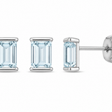 14k White Gold Aquamarine Stud Earrings