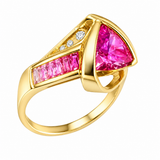 Estate 10k Yellow Gold Free Form Pink Stone Ring