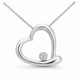 Estate 14k White Gold Diamond Heart Necklace