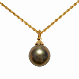 Estate 14k Yellow Gold Tahitian Pearl Necklace