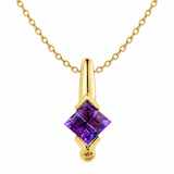Estate 14k Yellow Gold Amethyst Princess Style Necklace