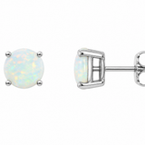 14k White Gold Opal Stud Earrings
