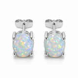14k White Gold Opal Stud Earrings