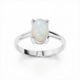 14k White Gold Solitaire Opal Ring