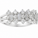 Estate 14k White Gold Diamond Multi Row Ring