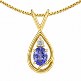 Estate 14k Yellow Gold Tanzanite and Diamond Necklace