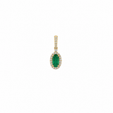 14k Yellow Gold Emerald and Diamond Halo Pendant